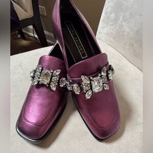 Marc Jacobs Shimmering Purple Loafers with Crystal Accents